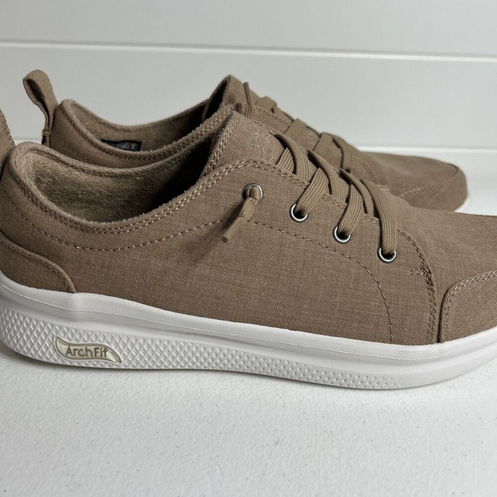 Skechers Bobs Women’s Shoes Size 9 Tan B Cute Archfit Comfort Slip In Canvas - Picture 2 of 11